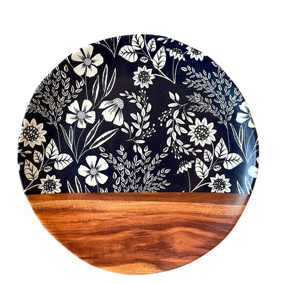 Rachel Ashwell Wood Grain Blue Floral Melamine Dinner Plates 11" Set of 4 New - Picture 7 of 11
